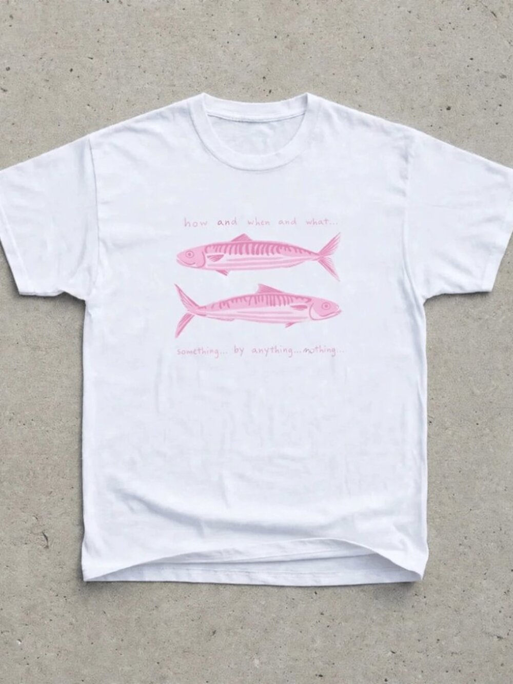 Pink Fish T-Shirt Minimalist Ocean White Tee